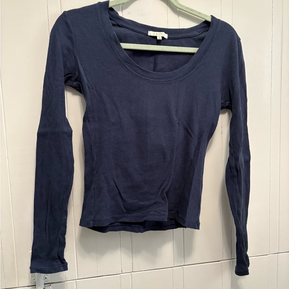 Z Supply Deep Blue Long Sleeve Top